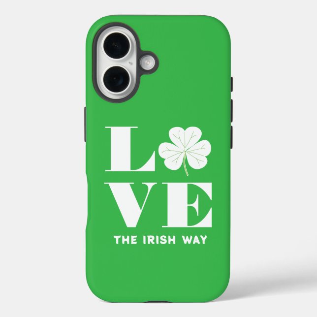 Funda iPhone 16 Love Shamrock Clover Irlanda Personalizado blanco  (Reverso )