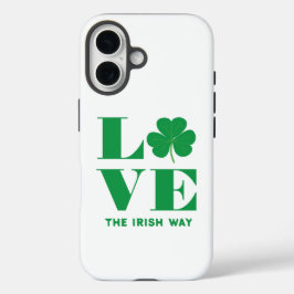 Funda iPhone 16 Love Shamrock Clover Personalizado irlandés Textos