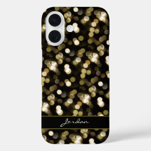 Funda iPhone 16 Luces de espuma de Bokeh con glimmer de oro con no