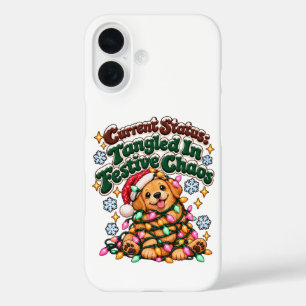 Funda iPhone 16 Luces divertidas de perro de Navidad Sarcasmo de i