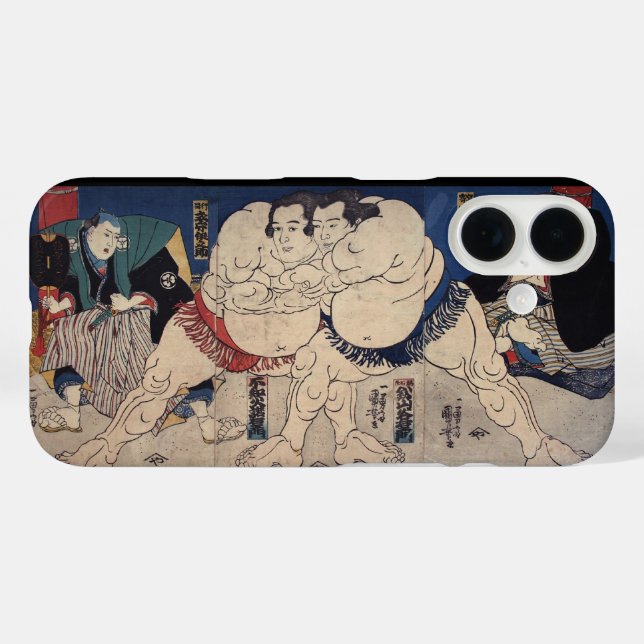 Funda iPhone 16 Lucha de sumo japonesa, Kuniyoshi (Reverso (Horizontal))
