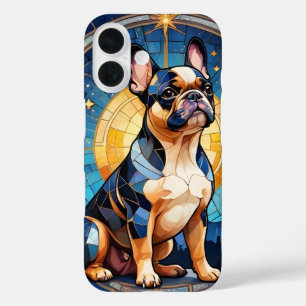 Funda iPhone 16 Luna y estrellas de vidrio manchado de Bulldog fra