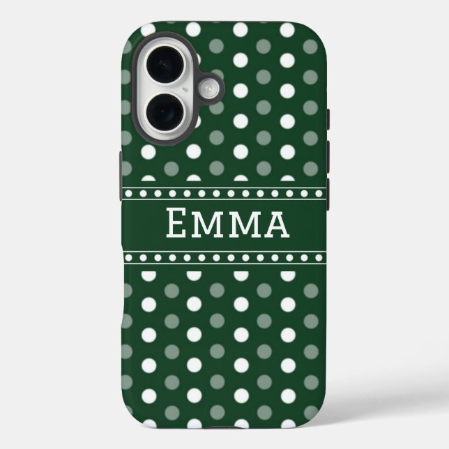Funda iPhone 16 Lunares Verde Esmeralda (Reverso )