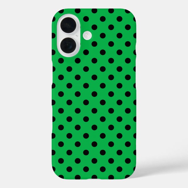 Funda iPhone 16 Lunares verdes y negros (Reverso )