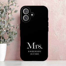 Funda iPhone 16 Luxe Elegance | Black Mrs y Boda Date