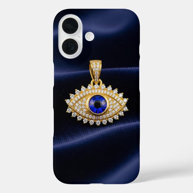 Funda iPhone 16 Luxury Designer-Style Evil Eye Pendant on Velvet (Reverso )