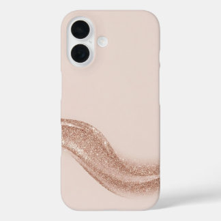 Funda iPhone 16 Luxury Soft Blush Matte & Rose Gold Glitter Wave 