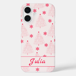 Funda iPhone 16 Luz de Coquette Árbol de Navidad Rosa