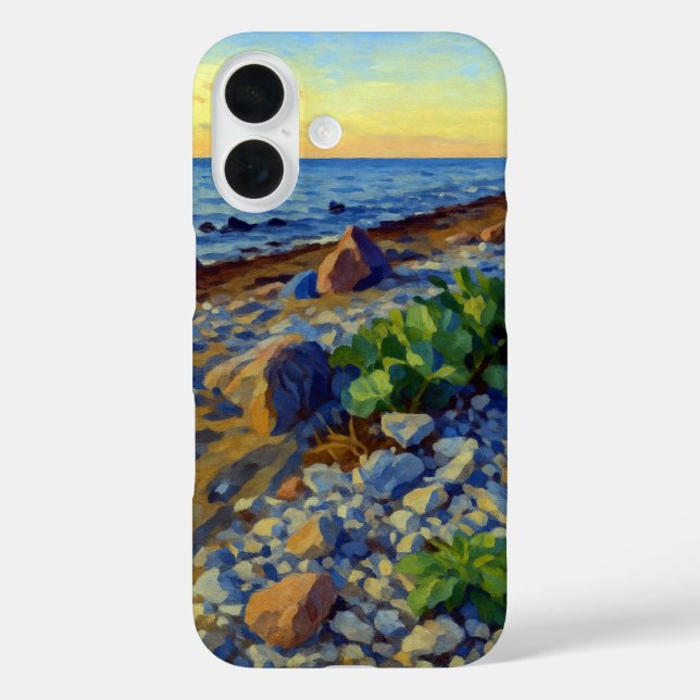 Funda iPhone 16 Luz de la tarde en la costa de Vormsi (Reverso )