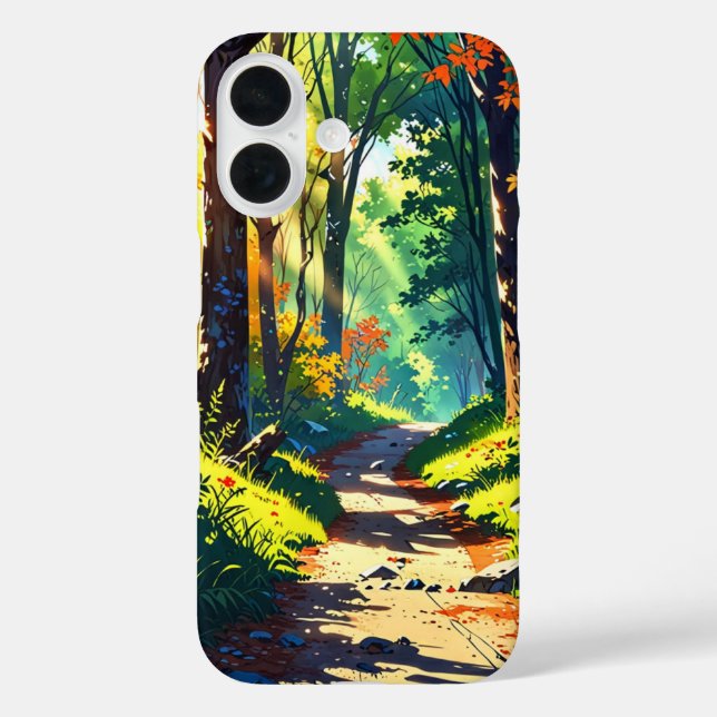 Funda iPhone 16 Luz del bosque otoñal (Reverso )
