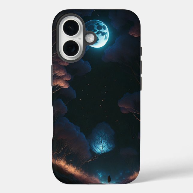 Funda iPhone 16 Luz negra y luna (Reverso )