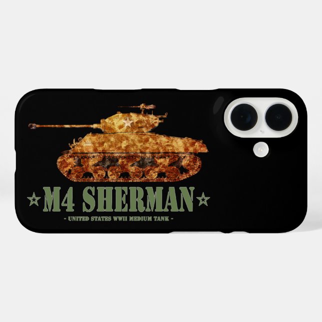 Funda iPhone 16 M4 Sherman World War Two American Medium Tank WWII (Reverso (Horizontal))