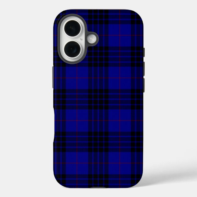 Funda iPhone 16 MacKay tartan azul chapa (Reverso )