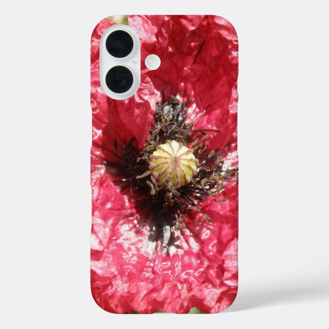Funda iPhone 16 Macro Flor de Amapola Roja Bonita (Reverso )