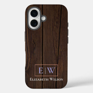 Funda iPhone 16 madera oscura y personalizada moderna