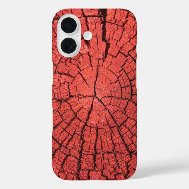 Funda iPhone 16 Madera rojiza rosada corte transversal tronco de á (Reverso )