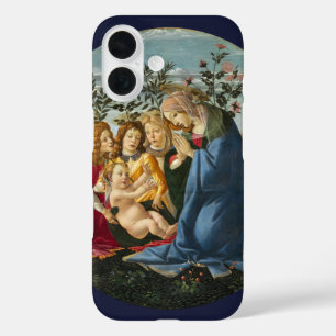Funda iPhone 16 Madonna Adorando al niño con 5 ángeles Botticelli