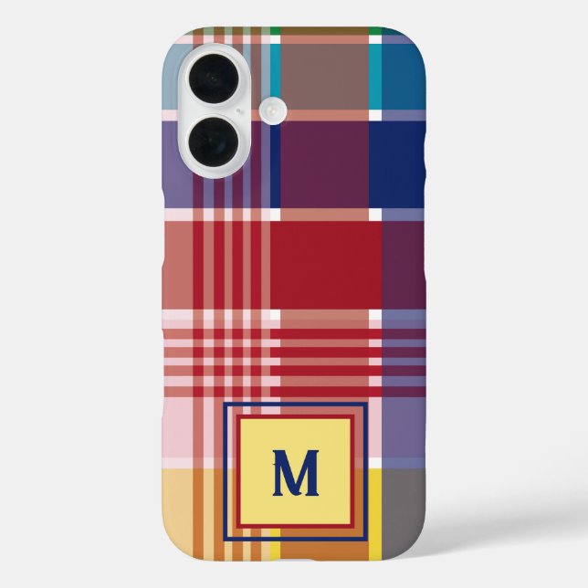 Funda iPhone 16 Madrás Monograma de las Islas Vírgenes de Estados  (Reverso )