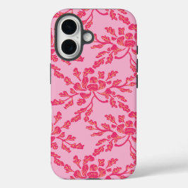 Funda iPhone 16 Madura Peonía en Rosa y Naranja Xilografía
