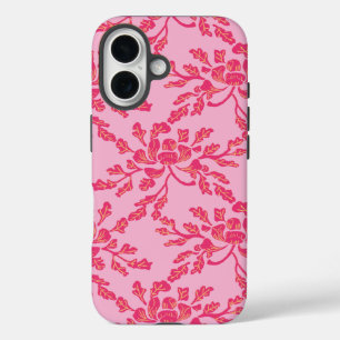 Funda iPhone 16 Madura Peonía en Rosa y Naranja Xilografía