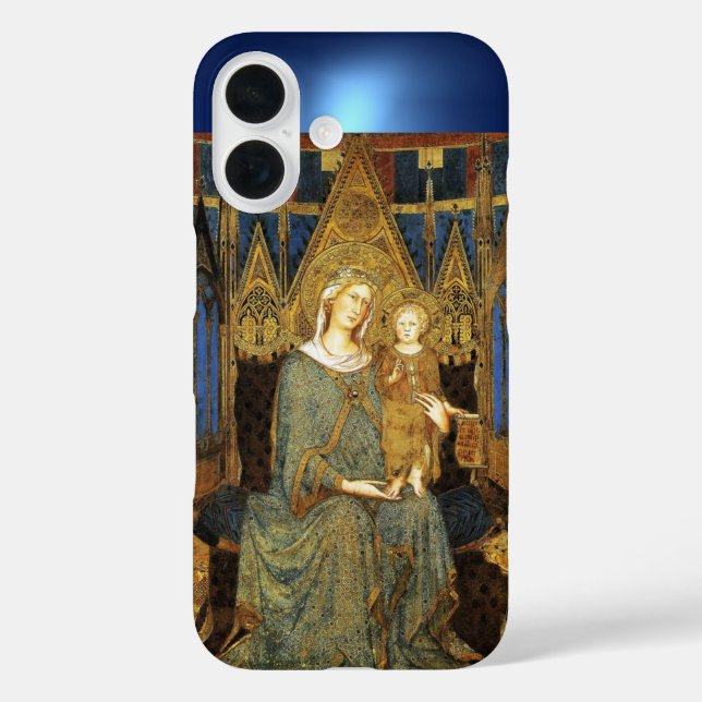 Funda iPhone 16 MAESTA, VIRGEN CON Azul infantil (Reverso )