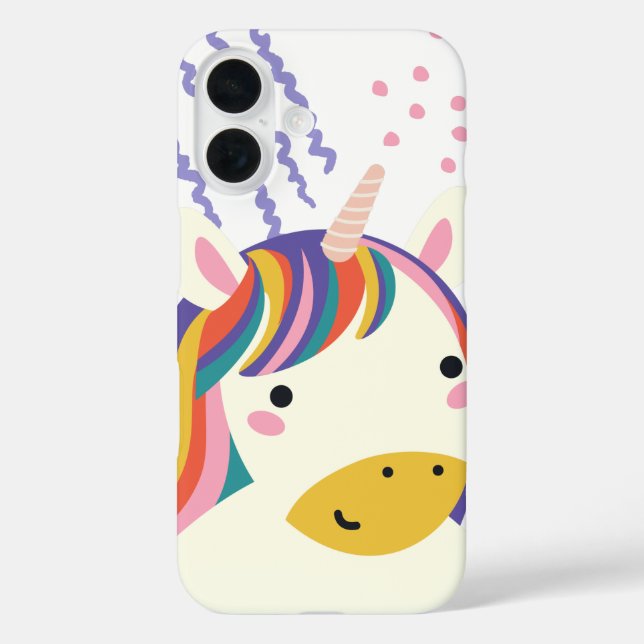 Funda iPhone 16 Magia de Unicornio arcoiris de Kawaii (Reverso )