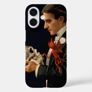 Funda iPhone 16 Magician vintage, Thurston sosteniendo un cráneo h