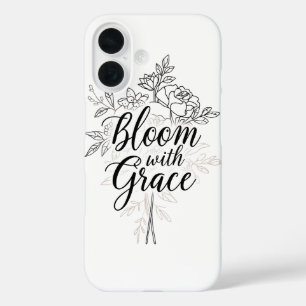 Funda iPhone 16 Magnífica tipografía de flores de arte de línea