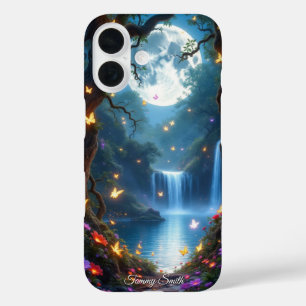 Funda iPhone 16 Magnífico bosque iluminado por luna   Estuche para