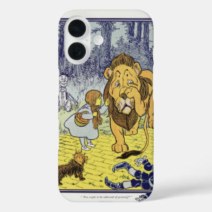 Funda iPhone 16 Mago de Oz vintage Dorothy y León Cobarde