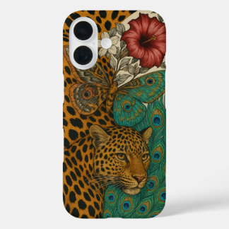 Funda iPhone 16 Majestad de la Selva: Collage Leopard & Nature