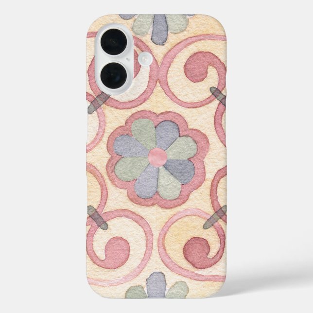 Funda iPhone 16 Málica española italiana acuarela rosa floral (Reverso )