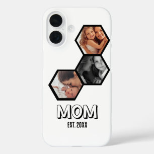 Funda iPhone 16 Mamá en blanco y negro Establecido Hexágono 3 foto