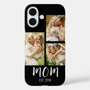 Funda iPhone 16 Mamá Estableció Escritura Moderna Negra 3 Foto