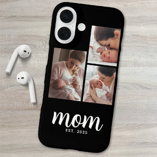 Funda iPhone 16 Mamá Estableció Escritura Moderna Negra 3 Foto