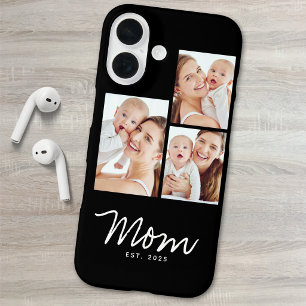 Funda iPhone 16 Mamá Estableció Escritura Moderna Negra 3 Foto