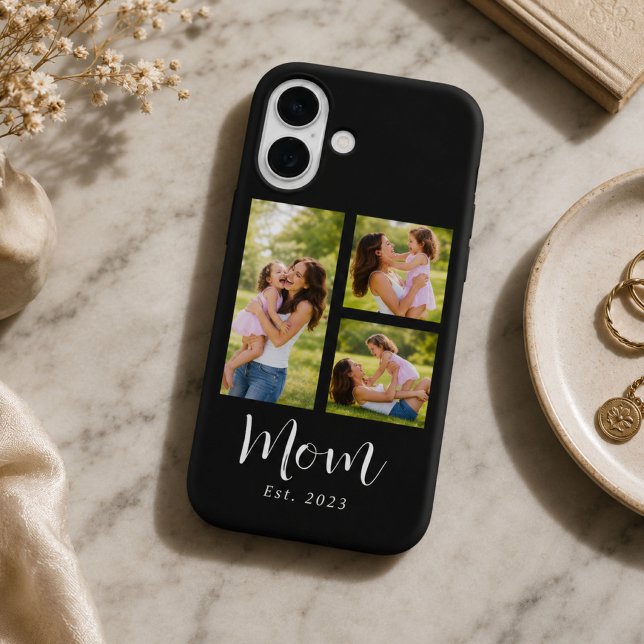 Funda iPhone 16 Mamá Estableció Escritura Moderna Negra 3 Foto (Subido por el creador)