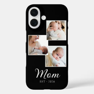 Funda iPhone 16 Mamá Estableció Escritura Moderna Negra 3 Foto