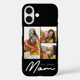 Funda iPhone 16 Mamá Estableció Escritura Moderna Negra 3 Foto