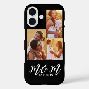 Funda iPhone 16 Mamá Estableció Escritura Moderna Negra 3 Foto