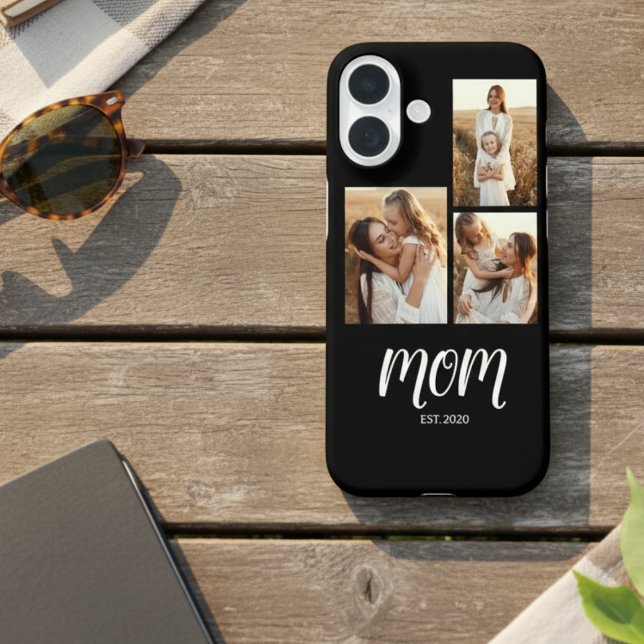 Funda iPhone 16 Mamá Estableció Guión Negro 3 Foto (Subido por el creador)