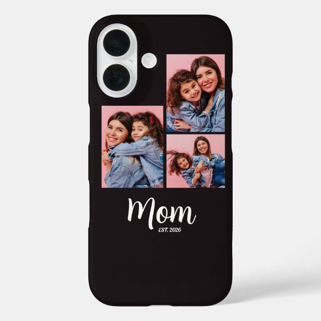 Funda iPhone 16 Mamá Estableció Guión Negro 3 Foto (Reverso )