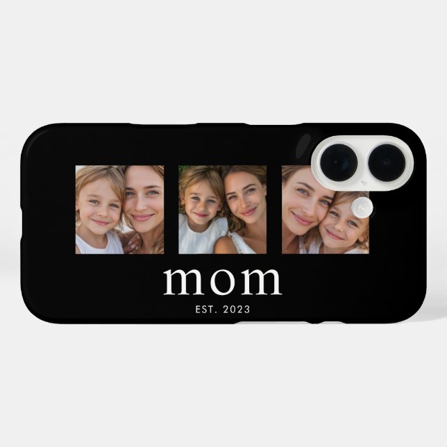 Funda iPhone 16 Mamá Estableció Moderno Negro 3 Foto (Reverso (Horizontal))