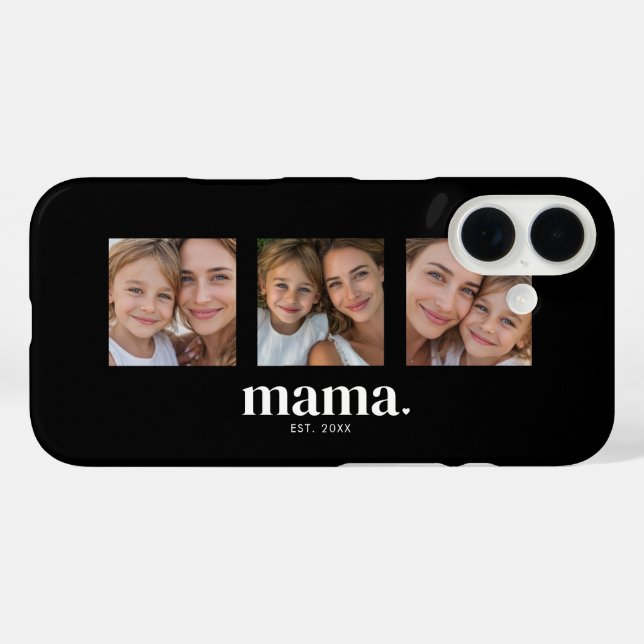 Funda iPhone 16 Mama Estableció Negro 3 Foto (Reverso (Horizontal))