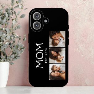 Funda iPhone 16 Mamá Estableció Tipografía Moderna Negra 3 Foto