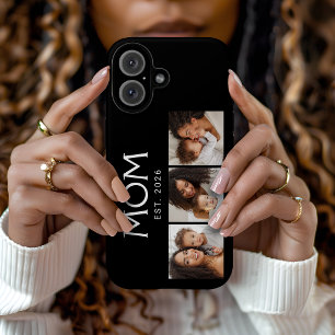 Funda iPhone 16 Mamá Estableció Tipografía Moderna Negra 3 Foto