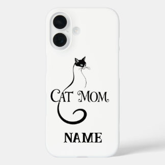 Funda iPhone 16 Mamá Gata, Tipografía Minimalista Elegante de Gato