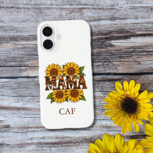 Funda iPhone 16 Mama Mom Sunflowers Monograma Iniciales Regalos A 