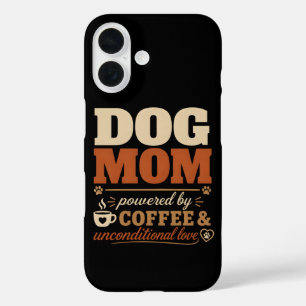 Funda iPhone 16 Mamá Perro Impulsada por Café y Amor Incondicional