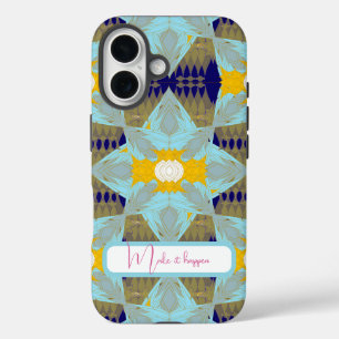 Funda iPhone 16 Mándala de hoja de oro y turquesa de lujo